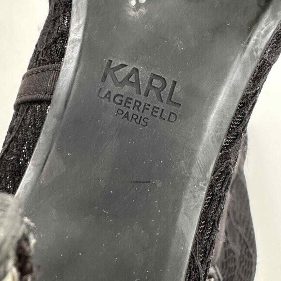 Karl Lagerfeld Paris Womens 9 M EU 40 Black Lace Pumps Roxana Pointed Toe Heels - Picture 12 of 15